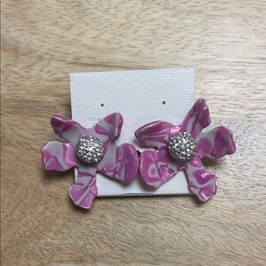 Lele Sadoughi Pink/Purple Floral Earrings